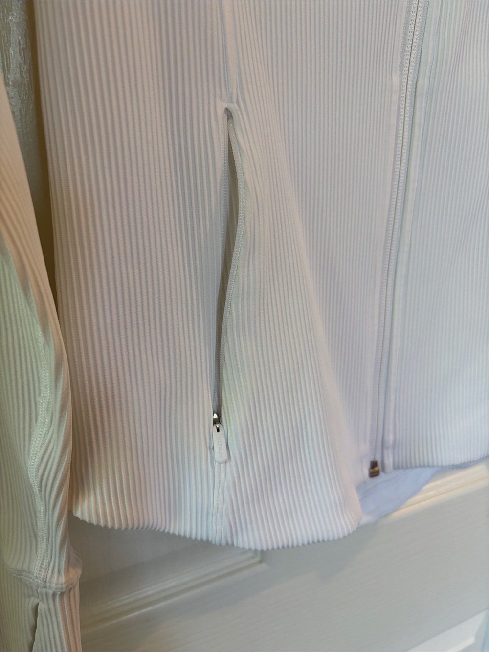 Athleta White Ribbed Zip-Front Jacket - Picture 4 of 6